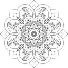Easy Mandala coloring book simple and basic for beginners, seniors and children. Set of Mehndi flower pattern for Henna drawing and tattoo. Decoration in ethnic oriental, Indian style.