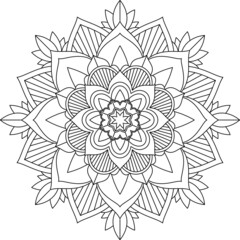 Easy Mandala coloring book simple and basic for beginners, seniors and children. Set of Mehndi flower pattern for Henna drawing and tattoo. Decoration in ethnic oriental, Indian style.