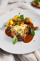 Roasted Pork Loin and Potatoes with Demi-Glace