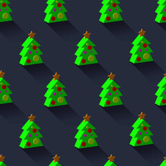 Christmas pattern. Design of a small 3d Christmas tree. Nice repeated design. Editable vector.