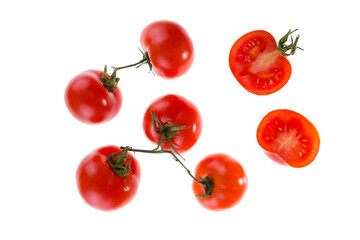 appetizing and delicious tomatoes on a branch