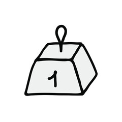 Sinker with a weight for physical experiments in educational institutions doodle logo icon sign Hand drawn design Cartoon style Fashion print clothes apparel greeting invitation card banner web poster