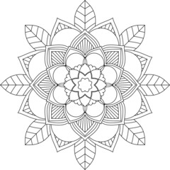 Easy Mandala coloring book simple and basic for beginners, seniors and children. Set of Mehndi flower pattern for Henna drawing and tattoo. Decoration in ethnic oriental, Indian style.