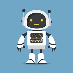 Cute white Ai robot character vector - obrazy, fototapety, plakaty