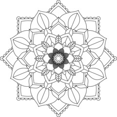 Easy Mandala coloring book simple and basic for beginners, seniors and children. Set of Mehndi flower pattern for Henna drawing and tattoo. Decoration in ethnic oriental, Indian style.