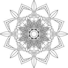 Easy Mandala coloring book simple and basic for beginners, seniors and children. Set of Mehndi flower pattern for Henna drawing and tattoo. Decoration in ethnic oriental, Indian style.