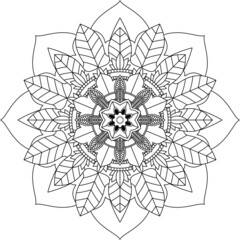 Easy Mandala coloring book simple and basic for beginners, seniors and children. Set of Mehndi flower pattern for Henna drawing and tattoo. Decoration in ethnic oriental, Indian style.