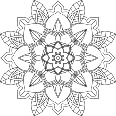Easy Mandala coloring book simple and basic for beginners, seniors and children. Set of Mehndi flower pattern for Henna drawing and tattoo. Decoration in ethnic oriental, Indian style.