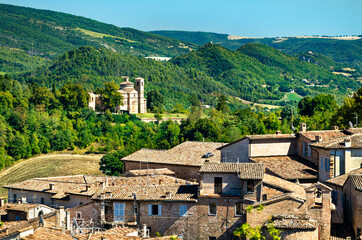 Fototapeta na wymiar View of Saint Bernardino church from Urbino in Italy