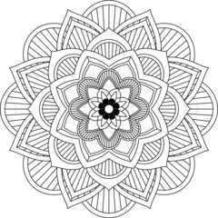 Easy Mandala coloring book simple and basic for beginners, seniors and children. Set of Mehndi flower pattern for Henna drawing and tattoo. Decoration in ethnic oriental, Indian style.