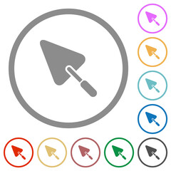 Trowel flat icons with outlines