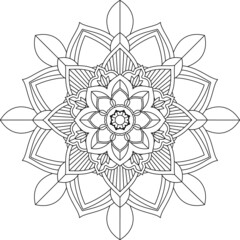 Easy Mandala coloring book simple and basic for beginners, seniors and children. Set of Mehndi flower pattern for Henna drawing and tattoo. Decoration in ethnic oriental, Indian style.