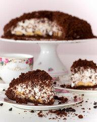 mole pie on white wood - homemade cake