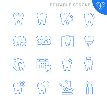 Dental Related Icons. Editable Stroke. Thin Vector Icon Set