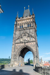 Old Town Bridge Tower on Charles bridge. Gothic monument located in Prague, Czech Republic.