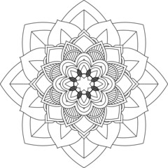 Fototapeta premium Easy Mandala coloring book simple and basic for beginners, seniors and children. Set of Mehndi flower pattern for Henna drawing and tattoo. Decoration in ethnic oriental, Indian style.