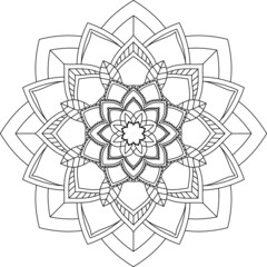 Fototapeta premium Easy Mandala coloring book simple and basic for beginners, seniors and children. Set of Mehndi flower pattern for Henna drawing and tattoo. Decoration in ethnic oriental, Indian style.