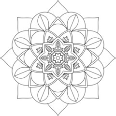 Easy Mandala coloring book simple and basic for beginners, seniors and children. Set of Mehndi flower pattern for Henna drawing and tattoo. Decoration in ethnic oriental, Indian style.