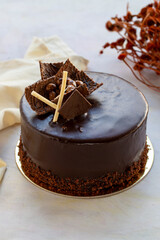 pistachio and chocolate cake - on a white background