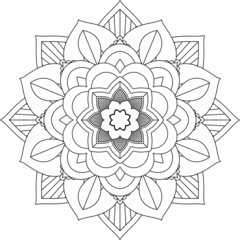 Easy Mandala coloring book simple and basic for beginners, seniors and children. Set of Mehndi flower pattern for Henna drawing and tattoo. Decoration in ethnic oriental, Indian style.