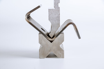 Sheet metal bending tool and equipment isolated on a white background. Bend tools, press brake...