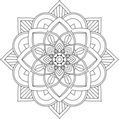Easy Mandala coloring book simple and basic for beginners, seniors and children. Set of Mehndi flower pattern for Henna drawing and tattoo. Decoration in ethnic oriental, Indian style.