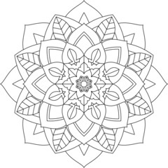 Easy Mandala coloring book simple and basic for beginners, seniors and children. Set of Mehndi flower pattern for Henna drawing and tattoo. Decoration in ethnic oriental, Indian style.