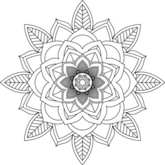 Easy Mandala coloring book simple and basic for beginners, seniors and children. Set of Mehndi flower pattern for Henna drawing and tattoo. Decoration in ethnic oriental, Indian style.