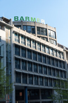 Berlin, Germany - April 18, 2019: German insurance company Barmer on a building exterior