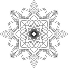 Easy Mandala coloring book simple and basic for beginners, seniors and children. Set of Mehndi flower pattern for Henna drawing and tattoo. Decoration in ethnic oriental, Indian style.