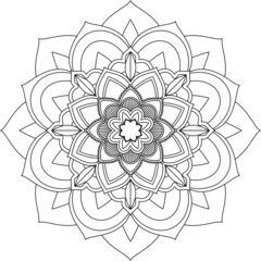 Easy Mandala coloring book simple and basic for beginners, seniors and children. Set of Mehndi flower pattern for Henna drawing and tattoo. Decoration in ethnic oriental, Indian style.