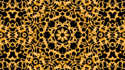 Abstract concentric yellow fur-like kaleidoscope background pattern