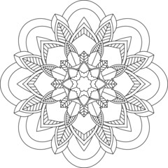 Easy Mandala coloring book simple and basic for beginners, seniors and children. Set of Mehndi flower pattern for Henna drawing and tattoo. Decoration in ethnic oriental, Indian style.