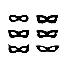 Festive carnival masks silhouette set vector illustration isolated on white background.