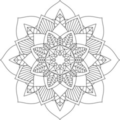 Easy Mandala coloring book simple and basic for beginners, seniors and children. Set of Mehndi flower pattern for Henna drawing and tattoo. Decoration in ethnic oriental, Indian style.