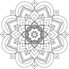 Easy Mandala coloring book simple and basic for beginners, seniors and children. Set of Mehndi flower pattern for Henna drawing and tattoo. Decoration in ethnic oriental, Indian style.