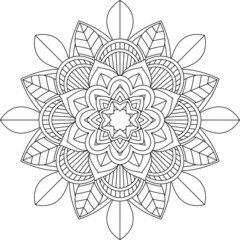 Easy Mandala coloring book simple and basic for beginners, seniors and children. Set of Mehndi flower pattern for Henna drawing and tattoo. Decoration in ethnic oriental, Indian style.