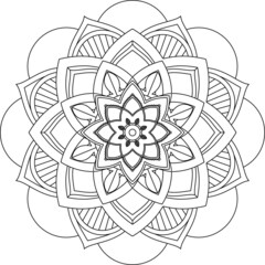 Fototapeta premium Easy Mandala coloring book simple and basic for beginners, seniors and children. Set of Mehndi flower pattern for Henna drawing and tattoo. Decoration in ethnic oriental, Indian style.