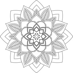 Easy Mandala coloring book simple and basic for beginners, seniors and children. Set of Mehndi flower pattern for Henna drawing and tattoo. Decoration in ethnic oriental, Indian style.