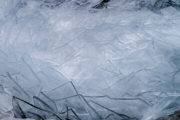 Broken ice on lake Balaton in Hungary, Europe