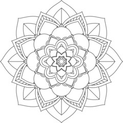 Easy Mandala coloring book simple and basic for beginners, seniors and children. Set of Mehndi flower pattern for Henna drawing and tattoo. Decoration in ethnic oriental, Indian style.