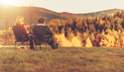 Couple Enjoying Outdoor Autumn Scenery