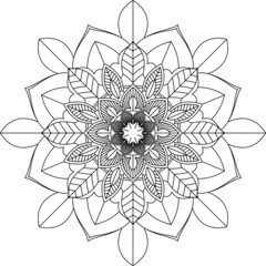 Easy Mandala coloring book simple and basic for beginners, seniors and children. Set of Mehndi flower pattern for Henna drawing and tattoo. Decoration in ethnic oriental, Indian style.