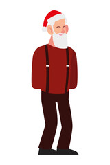 merry christmas grandfather with hat santa character cartoon