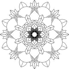 Easy Mandala coloring book simple and basic for beginners, seniors and children. Set of Mehndi flower pattern for Henna drawing and tattoo. Decoration in ethnic oriental, Indian style.
