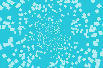 Pixel, perspective, distance. Random squares, chaotic, center. Vector illustration, background, banner.