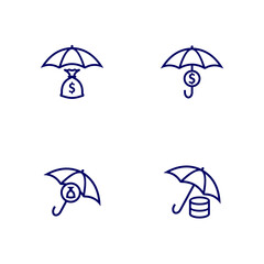 Set of Money with Umbrella logo design vector template, Business logo design concept, Icon symbol