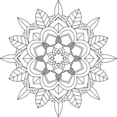 Easy Mandala coloring book simple and basic for beginners, seniors and children. Set of Mehndi flower pattern for Henna drawing and tattoo. Decoration in ethnic oriental, Indian style.