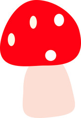 mushroom fly agaric with a red cap with white dots, poisonous, vector drawing, isolate on a white background
