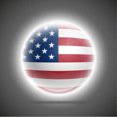 Creative sphere USA flag icon for Independence Day or Veterans Day